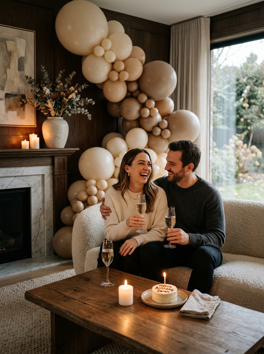 Intimate quiet birthday celebration styled by Sruja Decor & Celebrations at home